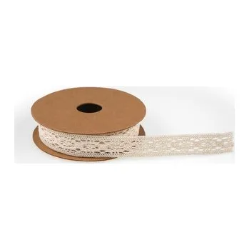 Stuha Bavlněná krajková stuha 1,8cm x 3m CL010 natural