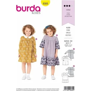 Volný čas Střih Burda číslo 9305 na šatičky pro malé děti -