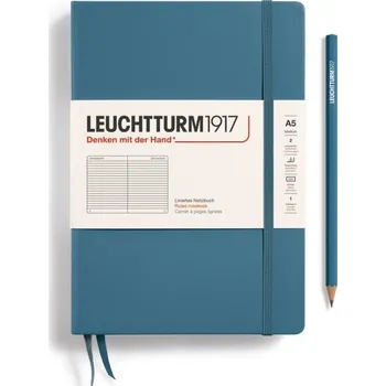 Blok Leuchtturm1917 Zápisník Stone Blue Medium A5 linkovaný