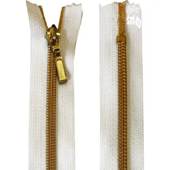 Zip zip BÍLÝ/spirala ZLATÁ 18 cm 5630XX - Zlatá, 18cm