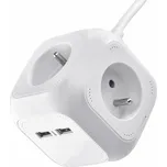 EMOS P04119U Prodlužovací kabel - kostka 1,9m, 4zásuvky, bílý, PVC, s USB, 1mm2