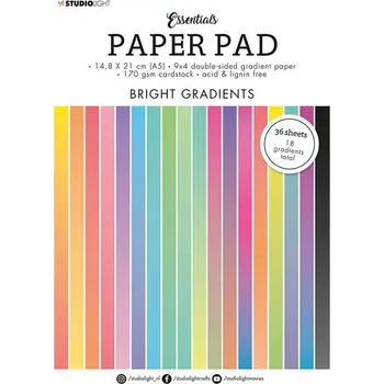 Volný čas Blok papírů s barevnými přechody Studio Light, 36 ks, 170 g, A5 - zářivé barvy