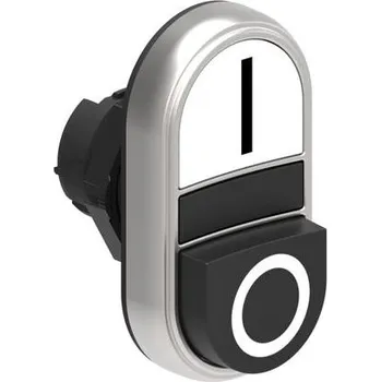 RC model auta LOVATO Electric LPCB7224 Dvoutlačítková plastová hlavice bílá/černá se symboly I-O lícující + vystouplé