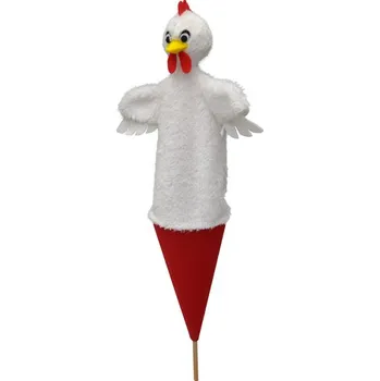 plyšák Slepice bílá 55 cm 3v1, kornoutový maňásek