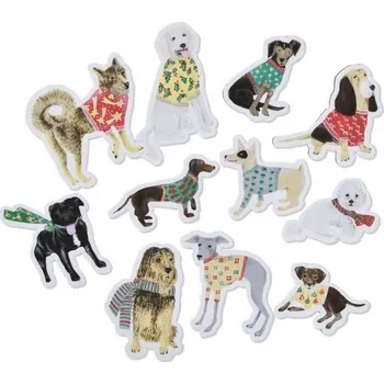 Party dekorace Nálepky Psi ve vánočních svetrech
