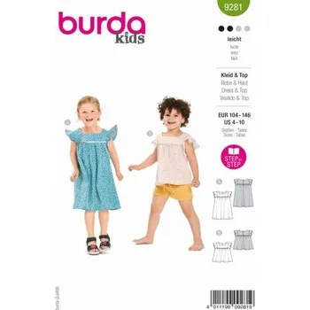 Volný čas Střih Burda číslo 9281 na letní šaty a halenku pro malé děti -