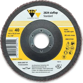 Brusný kotouč SIA Abrasives SiaAbrasives | Lamelové kotouče pro úhlové brusky SiaFlap Průměr: 125 mm, Hrubost: P 120