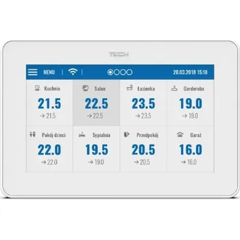 Tech-controllers EU-M-9r Drátový kontrolní panel pro EU-L-9r podomítková instalace, napájený 230V, barevný displej (bílý) WG.11.0175