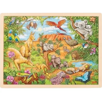 Puzzle Goki Puzzle Australská zvířata 96 dílků - dřevěné