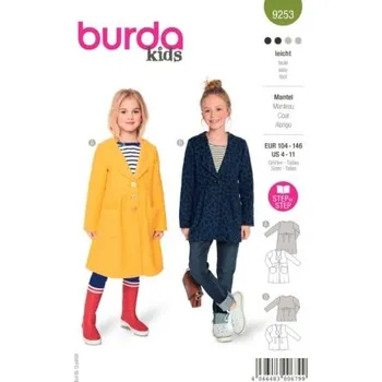 Volný čas Střih na dívčí kabátek Burda 9253 -