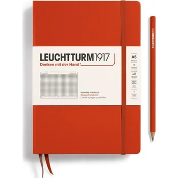 Blok Leuchtturm1917 Zápisník Fox Red Medium A5 čtverečkovaný