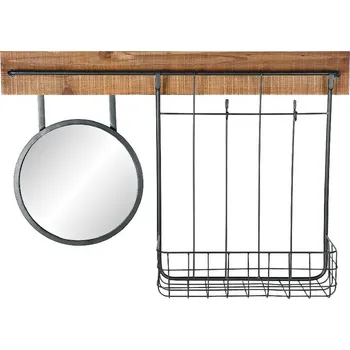 Zrcadlo Nástěnné zrcadlo DKD Home Decor Černá Kov Jedle Zrcadlo (80 x 15 x 20 cm)