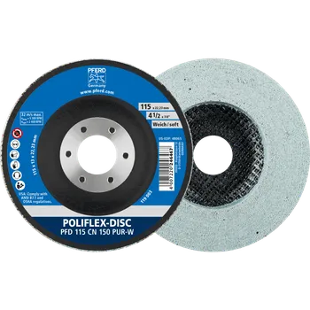 Brusný kotouč Pferd 41130015 | Brusný kotouč 115x14x22,23 mm, Z150, mäkký, POLIFLEX PFD PUR