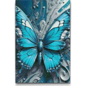 Diamantové malování Diamantové malování - Motýl v odstínech tmavě tyrkysové Velikost: 40x60cm, Rámování: Pouze srolované plátno, Diamanty: Čtvercové