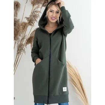 Dámská mikina Dámská tepláková bunda dlouhá Ika - Color : Khaki XXL (extra extra large)