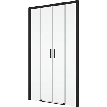 Sprchové dveře Ronal Bathrooms (Sanswiss) Dvoudílné posuvné dveře Ronal Top - Line S s 2 pevnými stěnami v rovině 1400 x 2000 mm, černá matná/sklo čiré