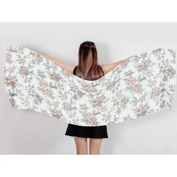 Šála Dámská šála 100% Len Kvetoucí Pivoňky/ Blooming Peonies