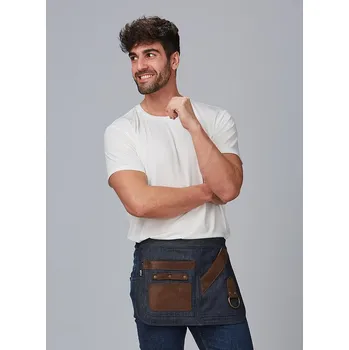 Pracovní zástěra Gary´s Zástěra Corto denim + kůže uni 100% Bavlna Kůže tmavě modrá