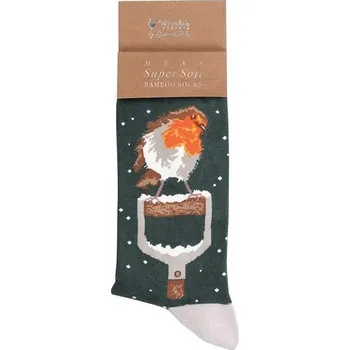 Pánské ponožky Pánské ponožky Wrendale Designs "A Little Red Robin" - Červenka, vánoční