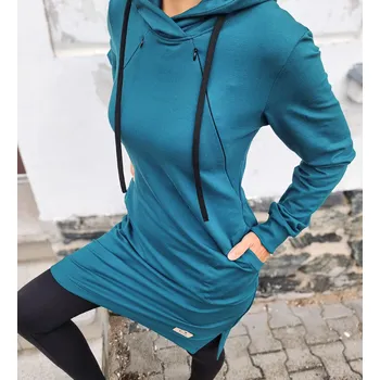 Těhotenská mikina Kulišárny Mikinošaty s kapsami TEAL kojicí VELIKOST: 34