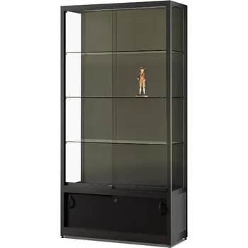 Prodejní regál MH Technic s.r.o. Skleněná vitrína 1000x1984x400 mm s úložným prostorem, páskové LED osvětlení, černá