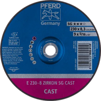 Brusný kotouč Pferd 62223747 | Brusný kotouč pro slévárny 230 x 8,3 x 22,23 mm, ZIRKON SG CAST