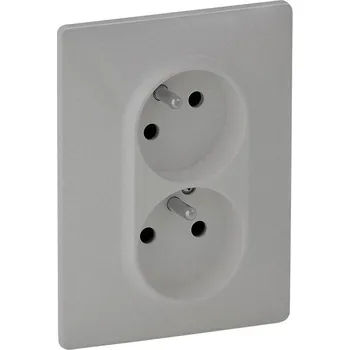 Elektrická zásuvka Legrand S753386 VALENA LIFE hliník dvojzásuvka 2x2p+t cl. s přepěťovou ochranou