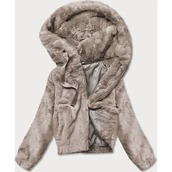 Krátká béžová dámská kožešinová bunda (B8050-12) odstíny béžové XL (42)