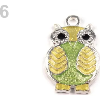 Přívěsek Přívěsek sova 13x20 mm - 6 zelená sv.