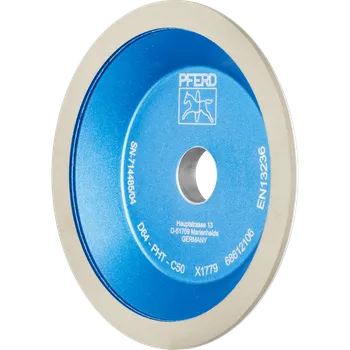 Brusný kotouč Pferd 68612106 | Diamantový brusný kotouč s pojivem z umělé pryskyřice Tvar 11A2/45° 125 x 10 x 2 x 20 mm, D 64, PHT