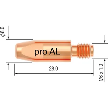 Příslušenství ke svářečce ABICOR BINZEL Průvlak BINZEL M6/8/28, E-Cu - 1,6 mm (pro AL) 141.0020
