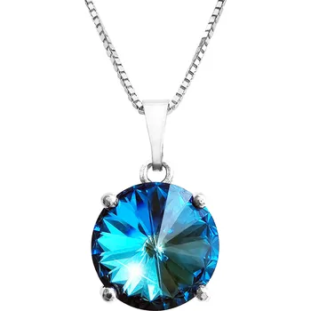 Módní doplněk JSB bijoux s.r.o. Stříbrný náhrdelník s přívěskem samostatné rivoli Swarovski Crystal Bermuda Blue (Stříbro 925/1000)