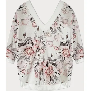 Dámská košile Růžovo-šedá dámská květovaná halenka (10616) odstíny růžové uni velikost