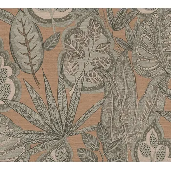 Tapeta A.S. Création | Vliesová tapeta na zeď Famous Garden 39346-2 | 0,53 x 10,05 m | oranžová, béžová, hnědá + Oranžová, béžová, hnědá vliesová tapeta na stěnu 393462 v rozměru 0,53 x 10,05 m