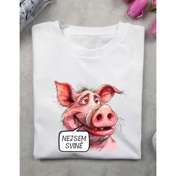 Dámské tričko Dámské tričko - Nejsem svině Barva: Bílá, Velikost: L