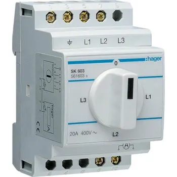 vypínač Hager SK603 Ampérmetrový přepínač 4 polohy, 20A, 400V