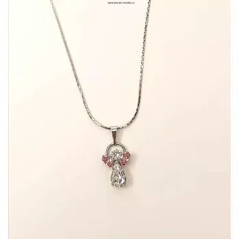 Náhrdelník Náhrdelník růžový andílek se SW kamínky (Náhrdelník anděl)