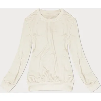 Dámská mikina Tenká dámská tepláková mikina v barvě ecru se stahovacími lemy (68W05-67+132) odstíny bílé L (40)