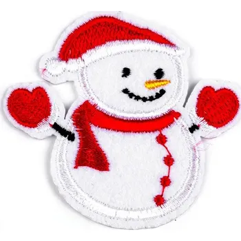 Textilní nažehlovací páska Nažehlovačka sněhulák - 1 bílá červená