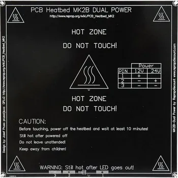 Příslušenství k 3D tiskárně Topná podložka MK2B 214x214x1,5mm 12-24V 120W /3D tisk/