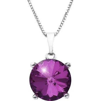 Módní doplněk JSB bijoux s.r.o. Stříbrný náhrdelník s přívěskem samostatné rivoli Swarovski Amethyst (Stříbro 925/1000)