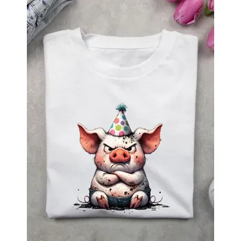 Dámské tričko - Naštvané prasátko Barva: Bílá, Velikost: 2XL