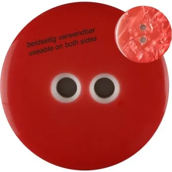 Knoflík Knoflík dámský DILL oboustranný v červené barvě - Červený, 18 mm