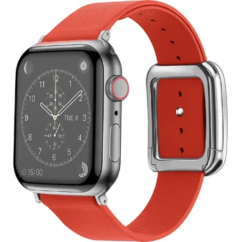 Příslušenství k chytrým hodinkám Kožený řemínek s moderní magnetickou přezkou pro Apple Watch 42/44/45/46/49mm Barva: Červená