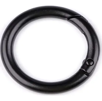 Galanterie Karabina kulatá na kabelky / kroužek na klíče Ø25 mm - 7 černý lak