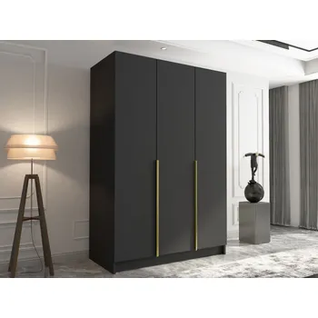 Šatní skříň Mirpat I, Barva: černá / černá + zlatá MIRJAN 5903211352195