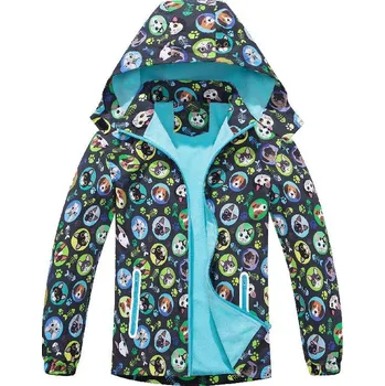 Chlapecké oblečení Chlapecká šusťáková bunda zateplená Kugo B2990 šedá (dívčí podzimní bunda s kočikami a pejsky)