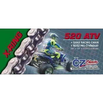 Řetězová sada pro motocykl řetěz 520ATV, ČZ - ČR (barva černá, 92 článků vč. rozpojovací spojky CLIP)
