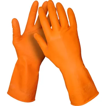 Pracovní rukavice HANDOOX latexové úklidové rukavice oranžové M/L