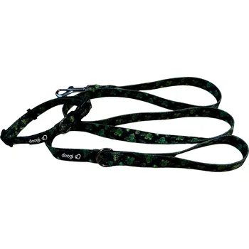 Obojek pro psa doogi.cz Sada černého obojku a vodítka s motivy jungle Velikost: S